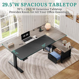 L Shaped Standing Desk with Power Outlets, 70.1" Electric Standing Desk Adjustable Height Sit Stand Corner Standing Desks