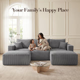115" Modular Sectional Sofa, U Shaped Cloud Boneless Couch Grey