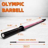 Fitvids 7ft Olympic Barbell 45LBS for Weightlifting and Powerlifting, 2 Inch Strength Training Bar with Needle Bearings, Pink