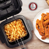 Electric Deep Fryer 1.5 Liter Capacity, Lid with Viewing Window, Removable Frying Basket, Adjustable Temperature OVENTE