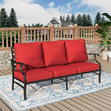 MIXPATIO, 3-Seat Outdoor Patio Sofa, Metal Frame, Red