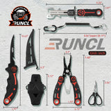 4pc Fishing Tool Kit- Fishing Pliers, Fish Fillet Knife with Sharpener, Fish Lip Gripper, Fishing Braid Scissors PROBITE