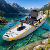 Danrelax Inflatable Kayak with Pedal System, 12ft Premium PVC Fishing Kayak, Portable & Lightweight with Rudder System, Aluminum Seat, and Accessories Included, Grey & Yellow(HIN Included)
