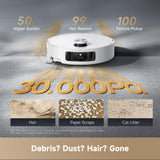 DREAME Aqua10 Roller Robot Vacuum, AquaRoll Mopping, 30,000Pa Suction, 100% Detangling, Carpet-Protecting Roller Guard, Clear 2.36in Obstacle, Self-Empty, Self-Cleaning, Roller Mop Extending