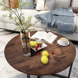 HOMERECOMMEND Round Coffee Table Kitchen Dining Table Modern Tea Table Office Conference Pedestal Desk Computer Study Desk Rustic Brown/Black HOMERECOMMEND