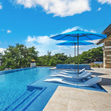 Midtown Umbrellas Push & Pop 10 Ft Patio Umbrellas with Push & Pop Mechanism, 8 Fiberglass Ribs & Terylast Polyester Fabric – For Deck, Pool, Cafés and Hotels – Cobalt Canopy, Silver Pole