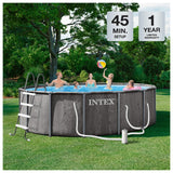 INTEX 26741EP Prism Frame 15 ft x 48 in Above Ground Pool Set, Round Swimming Pool with Steel Frame, 1000 GPH Cartridge Filter Pump, Ladder, Cover, & Ground Cloth