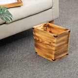 VERGOODR Grey Farmhouse Style Torched Wood Trash Can Waste Bin with Decorative Metal Brackets Trash Can for Bedroom,Living Room, Bathroom & Office (Brown)