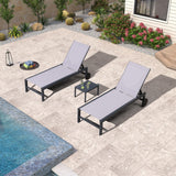PURPLE LEAF Outdoor Chaise Lounge with Easy-Move Wheels, Light Grey