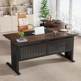 Tribesigns 63 Inch Executive Desk with File Cabinet, L Shaped Office Desk