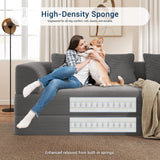 89" Cloud Boneless Convertible Sofa Bed, 5-in-1 Foldable Compressed High-Density Sponge Sofa, Corduroy Fabric 3 Seater Sleeper Couch Futon Daybed for Living Room Bedroom (Medium Gray)