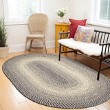Super Area Rugs 5X8 Braided Rug - Ridgewood Indoor/Outdoor Area Rugs - Great for Kitchens, Patios and Deck - Hides Dirt - Made in USA - Graphite/Beige, 5' X 8' Oval