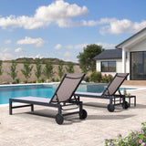 PURPLE LEAF Outdoor Chaise Lounge with Easy-Move Wheels, Light Grey