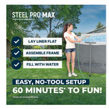 Bestway Steel Pro MAX 18' x 9' x 48" Above Ground Pool, Oval Metal Frame Outdoor Swimming Pool Set with Filter Pump, Ladder, and Cover, Gray