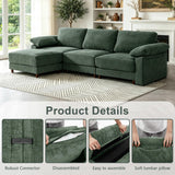 112'' Oversize L Shaped Modular Cloud Sectional Sofa, Deep Seat Sofa, Green