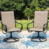 MFSTUDIO Swivel Patio Dining Chairs Set of 2, Textilene W/Padded Seat