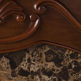 SEI Furniture Cardona Carved Wood & Faux Marble Electric Fireplace, New Walnut