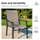 MFSTUDIO 5 Piece Outdoor Dining Set, Square Metal Table w/Textilene Chairs