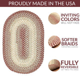 Super Area Rugs Large Braided Rugs 8X11 Farmhouse Kitchen Rug - Ridgewood Braided Rug for Living Room - Reversible - Indoor/Outdoor - Made in USA - Burgundy/Beige, 8' X 11' Oval