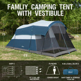 Portal 6 Person Family Camping Tents with Screen Porch, Weather Resistant 7' Tall Tent with Rainfly & Upgraded Poles PORTAL