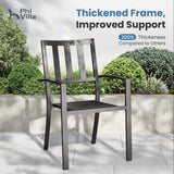 PHI VILLA 9 Pcs Outdoor Dining Set, 83" Rectangular Metal Table, Black
