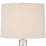 360 Lighting Waylon 28" Tall Modern Luxe Coastal End Table Lamps Set of 2 Silver Mercury Glass Off-White Shade Living Room Bedroom Bedside Nightstand House Office Home Kitchen Entryway
