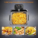 MEDIMALL Deep Fryer with Basket, 5.3QT/21Cup Electric Oil Fryer for Home Use, 1700w Stainless Commercial Countertop Fryers w/View Window/Timer Control/Temperature Knob, Small Fat Fryer for Chicken