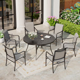 SUNSHINE VALLEY Patio Dining Set for 6, 54" Round Table, Textilene Chairs