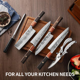XCHIEF PRO Japan Knife Set, High Carbon Steel Japan Nakiri Santoku Knife Set, Hand Forged Meat Cleaver Butcher Knife with Accessories for Kitchen, Camping BBQ Knives Set with Bag