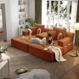 RENDGO 97 Inch Double Chaise Lounge Chair Indoor, Orange