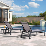 PURPLE LEAF Patio Chaise Lounge 2 Pieces with Wheels, Aluminum, Light Grey