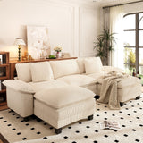 PHI VILLA Modular Sofa 5-Seat U Shaped Cloud Couch Sectional with Ottoman