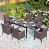 PHI VILLA Outdoor Expandable Table for 6-8, Large Metal Dining Table