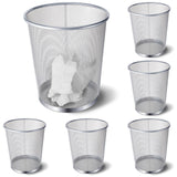 Zeyune 6 Pack Silver Office Mesh Trash Can Bulk 4 Gallon