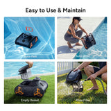 iGarden Robotic Pool Cleaner KN Series, 210-Min Runtime, Smart 3D Navigation, Full-Inverter Energy-Saving Tech, Cleans Floor, Wall & Waterline, for Above-Ground & Inground Pools, Matte Black
