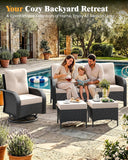 Outdoor Patio Furniture Set, 6 Pieces Wicker Swivel Rocker Chairs Sets