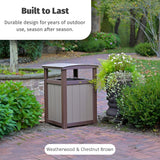 LuxCraft Poly Outdoor Trash Can, Garbage Can Outdoor - Durable All Weather Commercial Trash Can & Residential Outdoor Trash Bin for Patio Pool Park Business and Personal (Brazilian Walnut & Black)