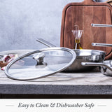 Tri-Ply Stainless Steel 10" & 12" Frying Pan Skillet Set with Glass Lids, Professional Cooking Merten & Storck