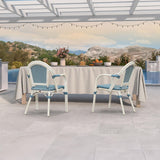 PURPLE LEAF French Bistro Armchairs Set of 2, White Finish, Light Blue