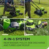 Greenworks 48V (2 x 24V) 20" Brushless Cordless (Push) Lawn Mower (LED Headlight), (2) 4.0Ah Batteries and Dual Port Rapid