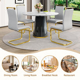 Vohuai 45'' Round Dining Table Set for 4, 5-Piece Marble-Look Dining Set