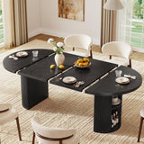 41-78 Inch Extendable Dining Table for 4-8, Fluted Expandable Kitchen Table with Storage, 2 Leaf