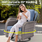 ovios 7 Pieces Patio Furniture Set, Outdoor Wicker Sofa Couch with Swivel Glider Chairs Fire Pit Table