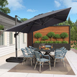 PURPLE LEAF Patio Cantilever Umbrella 10' x 13' Large Space for Pool Grey