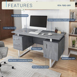 Techni Mobili Office Desk with Storage Drawers and Cabinet 51.25” W - Modern Office Desk with Large Floating Desktop Surface