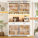 HOSTACK 75" Tall Kitchen Pantry Storage Cabinet, 45" W Hutch Cabinet, White