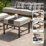 MIXPATIO 7-Piece Patio Conversation Set, Rocking Chairs, 2 Ottomans, Beige