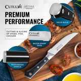 Steak Knives Set of 6, Serrated Steak Knives – Forged High Carbon German Steel, Full Tang, Ergonomic Handle Design – Artisan Series