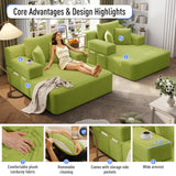 RENDGO 97 Inch Double Chaise Lounge Chair, Light Green