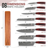 HouseWish 8 PC Chef Knives - High Carbon Stainless Steel Knives With Pakkawood Handles - Magnetic Strip Holder Included - Japanese Knife Set - Home & Professional Chef's Knife Set